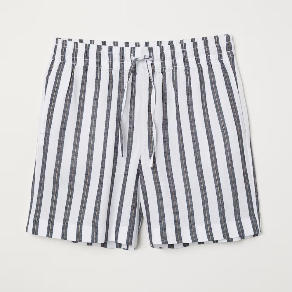 H&M Women’s Striped White & Blue Cotton Shorts